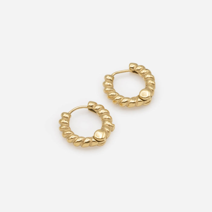 Twisted gold-plated stainless steel huggies earrings