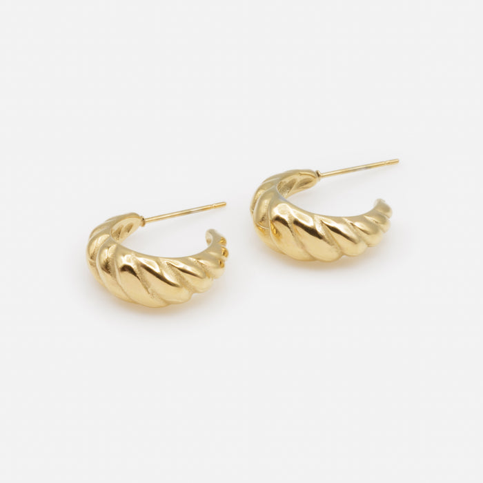 Boucles d’oreilles anneaux croissants dorés en acier inoxydable