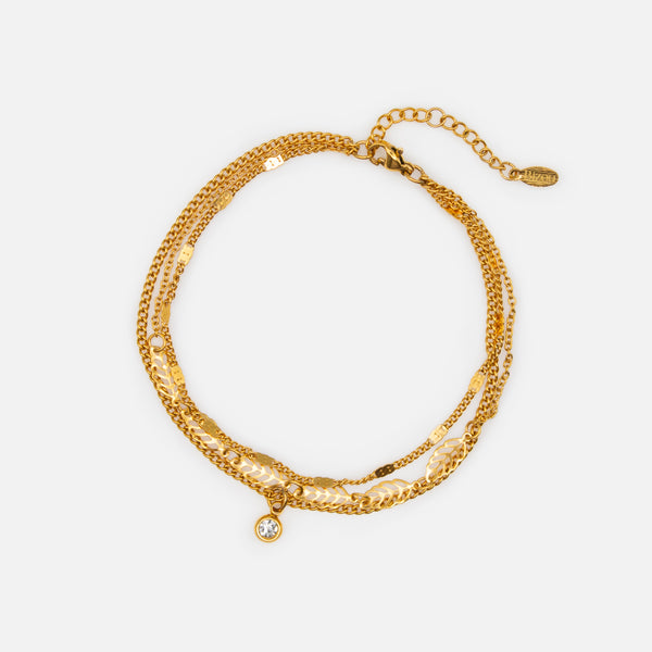 Load image into Gallery viewer, Golden triple stainless steel anklet
