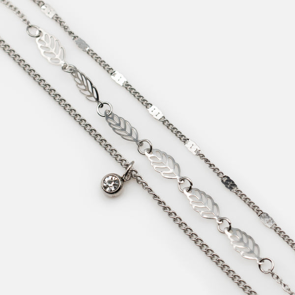Load image into Gallery viewer, Silvered triple stainless steel anklet
