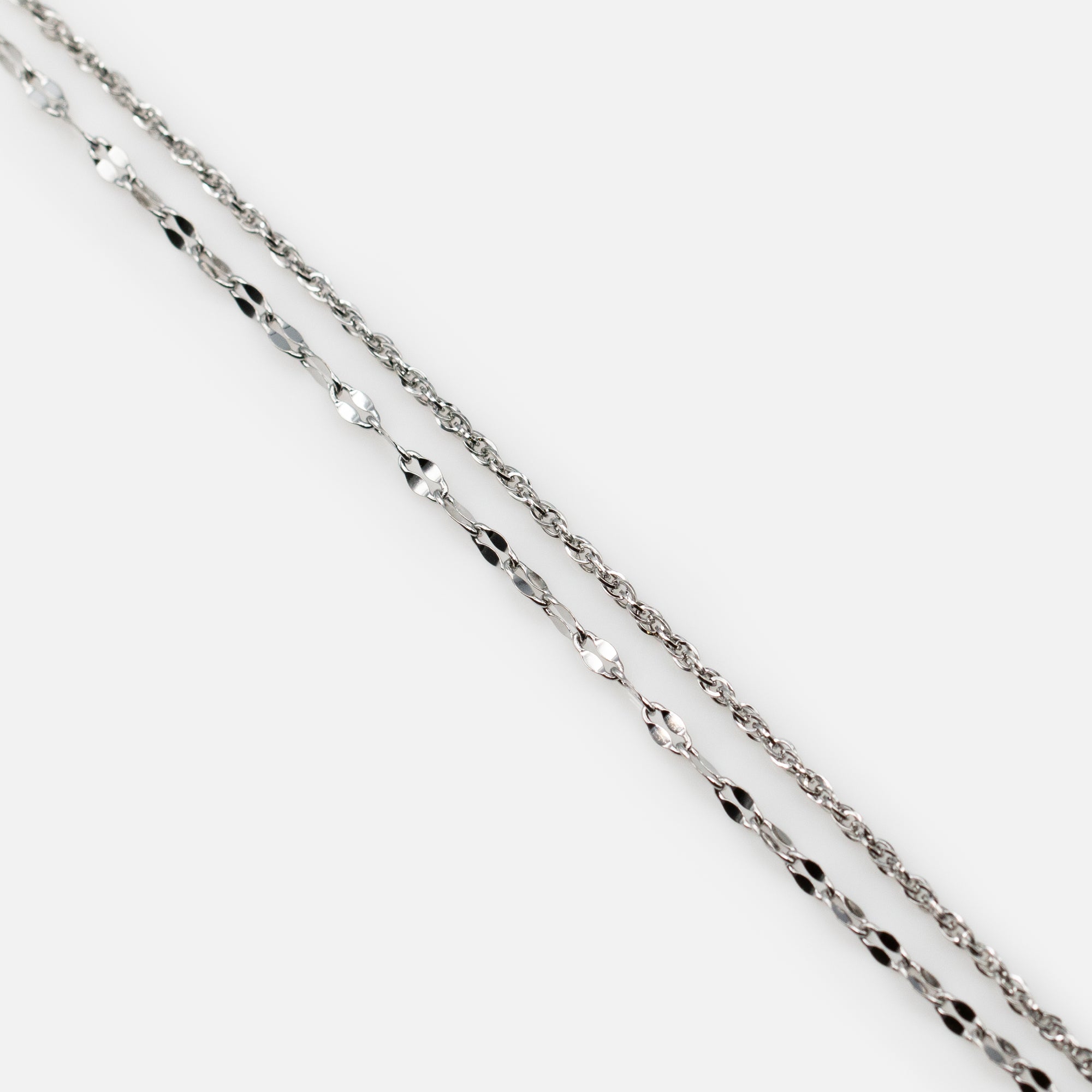 Silvered double stainless steel anklet