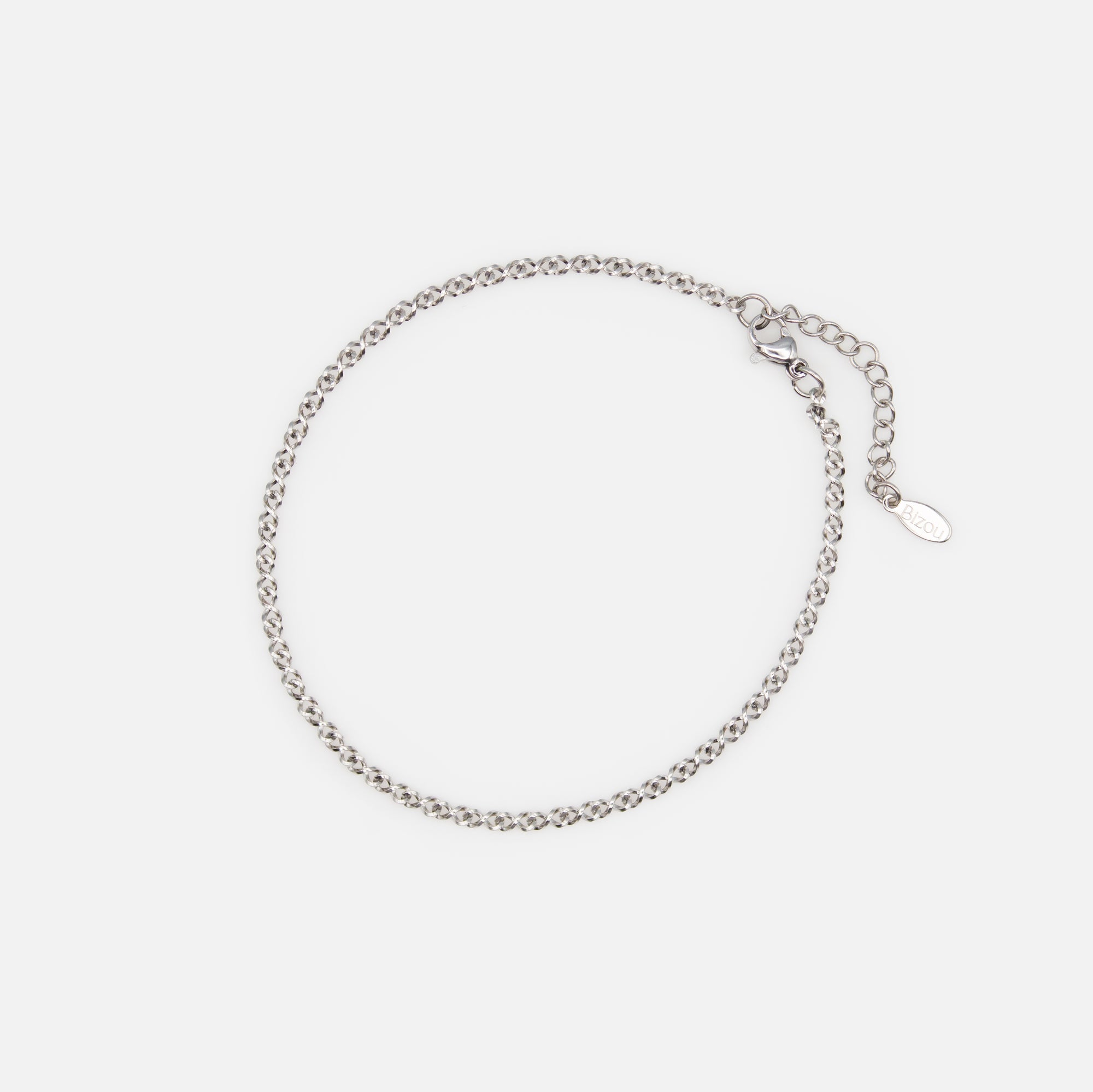 Silver anklet with stainless steel infinite links
