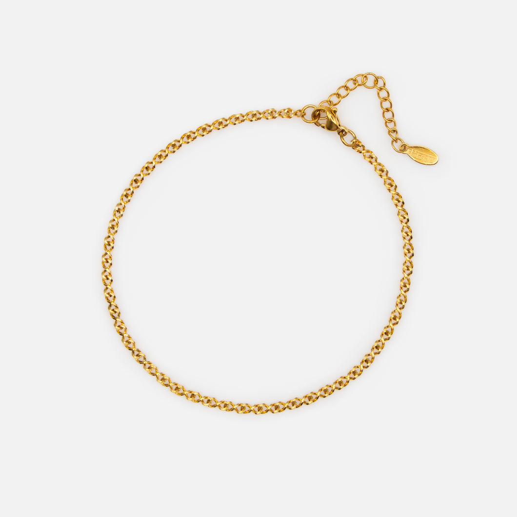 Gold anklet with stainless steel infinite links