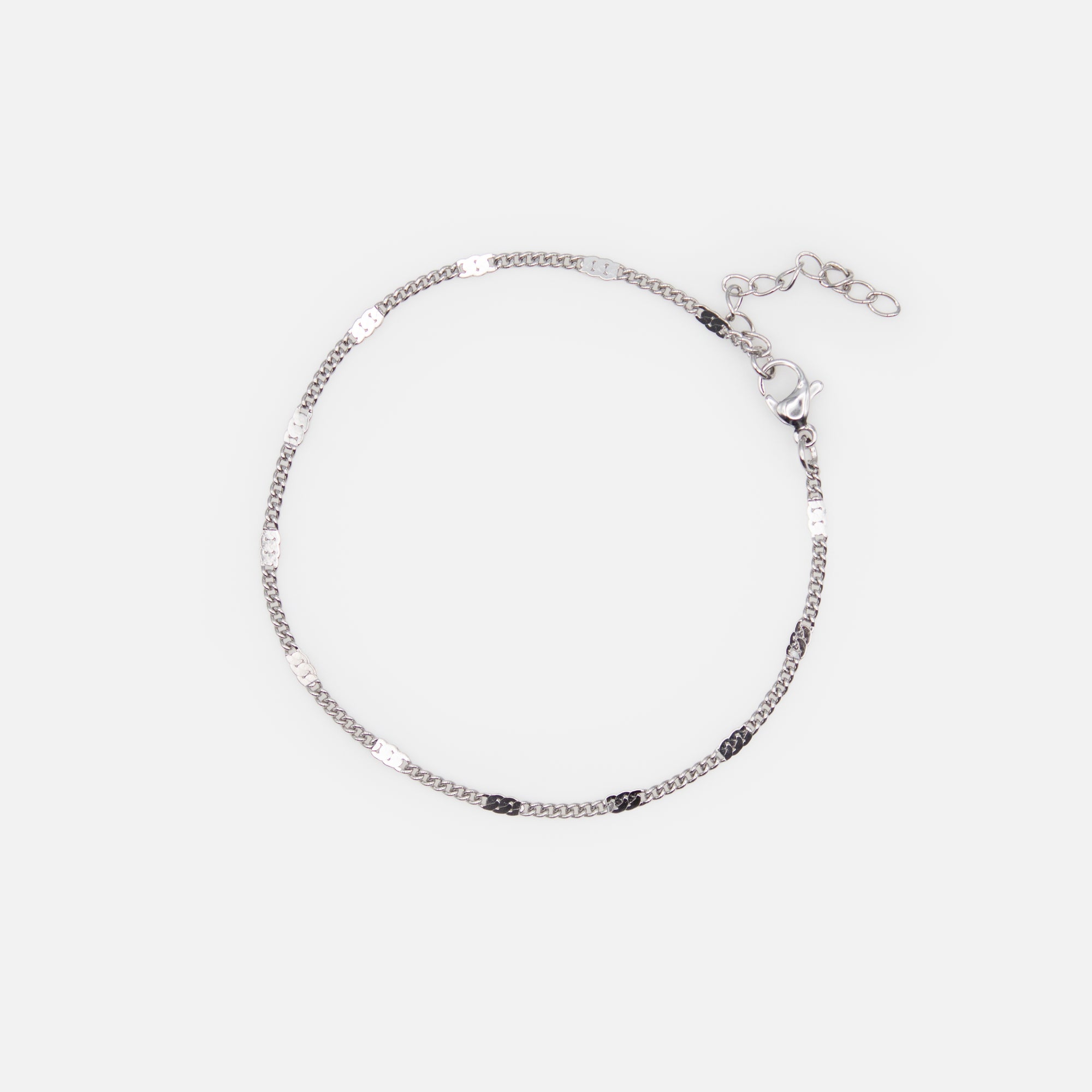Duo of silver bracelets with beads and flat stainless steel inserts