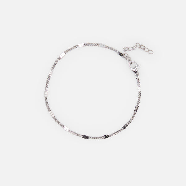 Load image into Gallery viewer, Duo of silver bracelets with beads and flat stainless steel inserts
