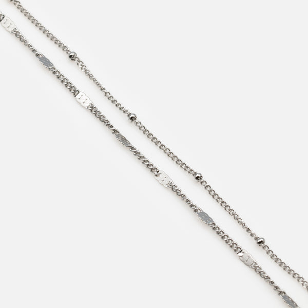 Load image into Gallery viewer, Duo of silver bracelets with beads and flat stainless steel inserts
