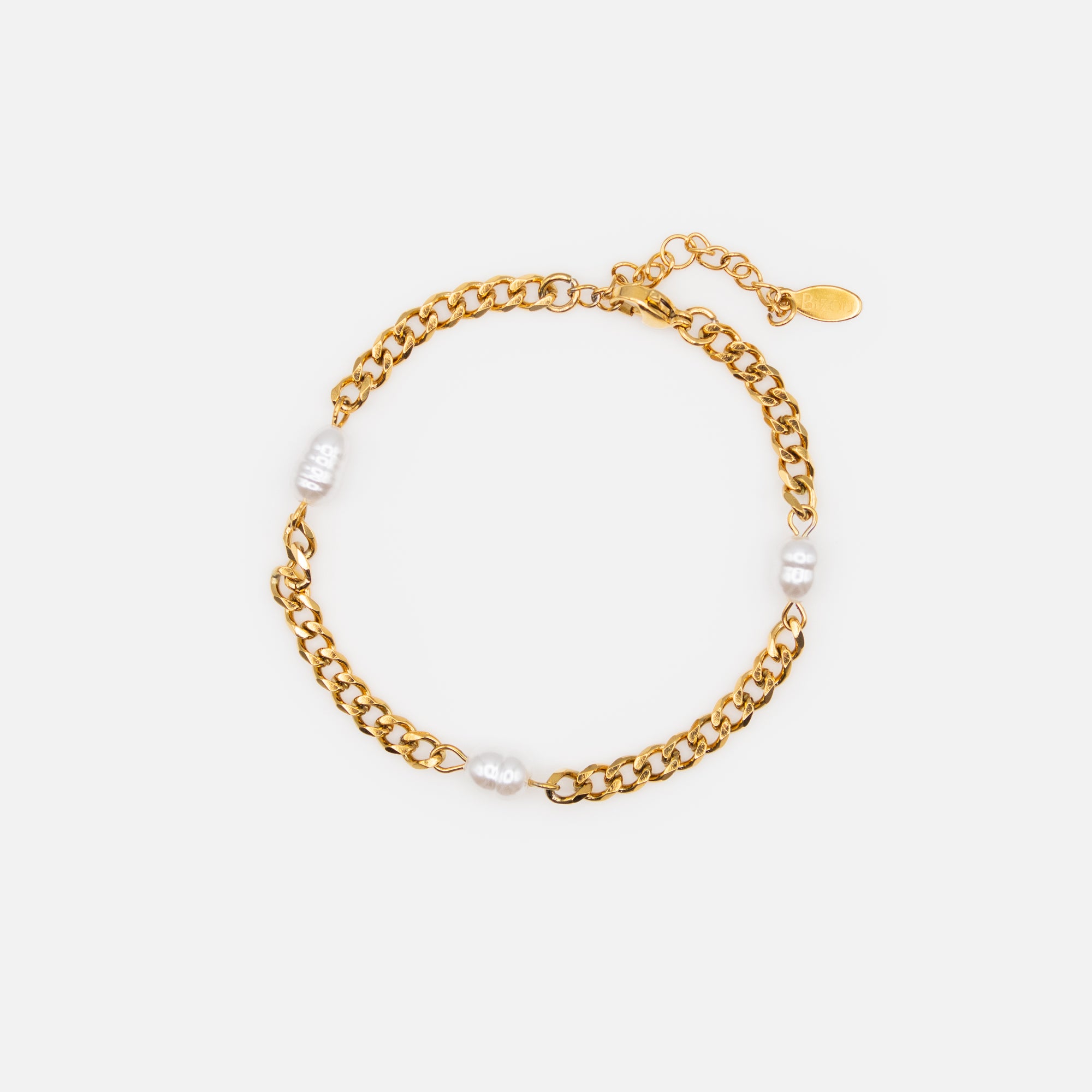 Gold bracelet with pearls in stainless steel 