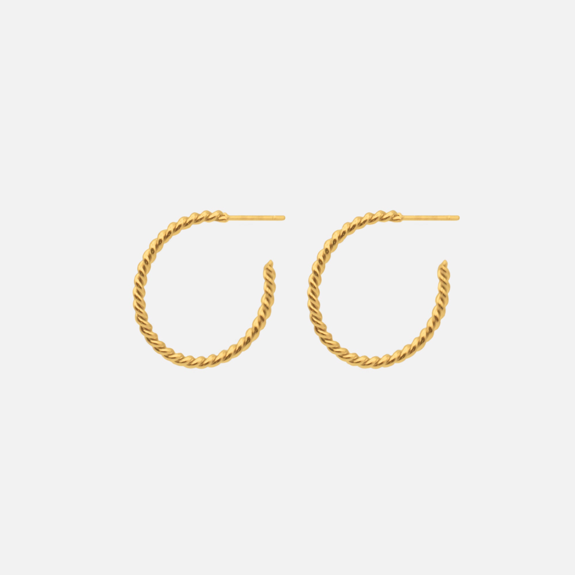 Fine gold hoop earrings 25 mm twisted in stainless steel