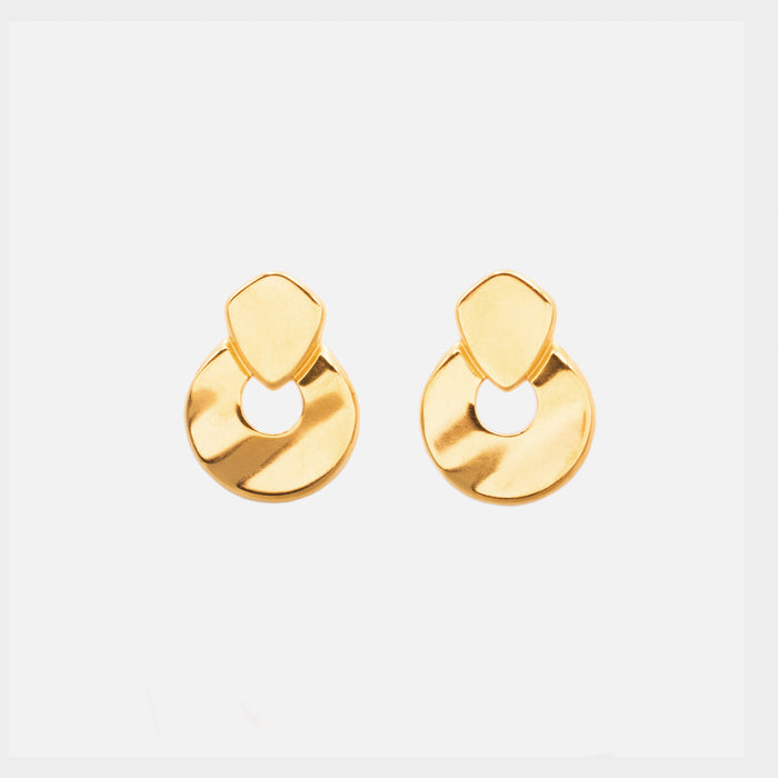 Boucles d'oreilles cercles larges dorés en acier inoxydable