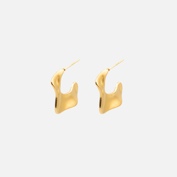 Load image into Gallery viewer, Gold earrings with abstract contours in stainless steel
