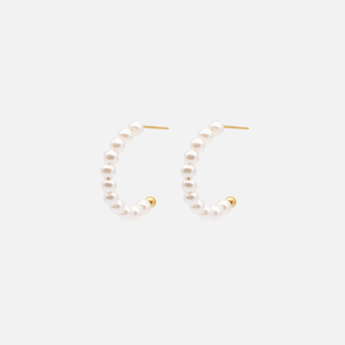 Boucles d'oreilles demi-anneaux de perles 24 mm en acier inoxydable