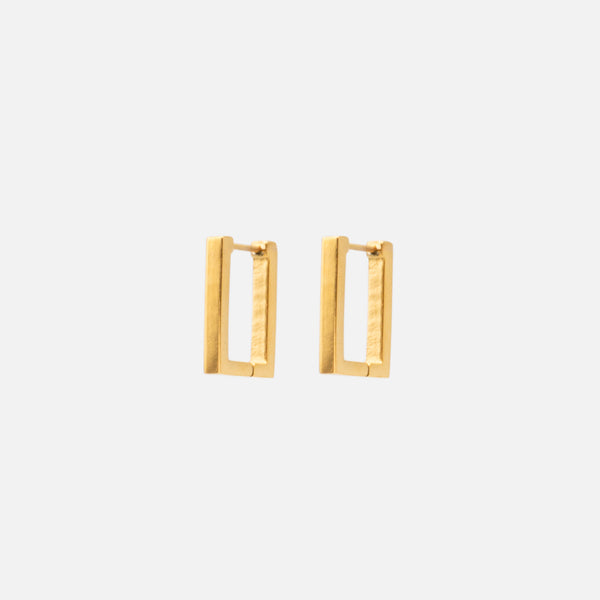 Charger l&#39;image dans la galerie, Boucles d&#39;oreilles anneaux carrés dorés en acier inoxydable

