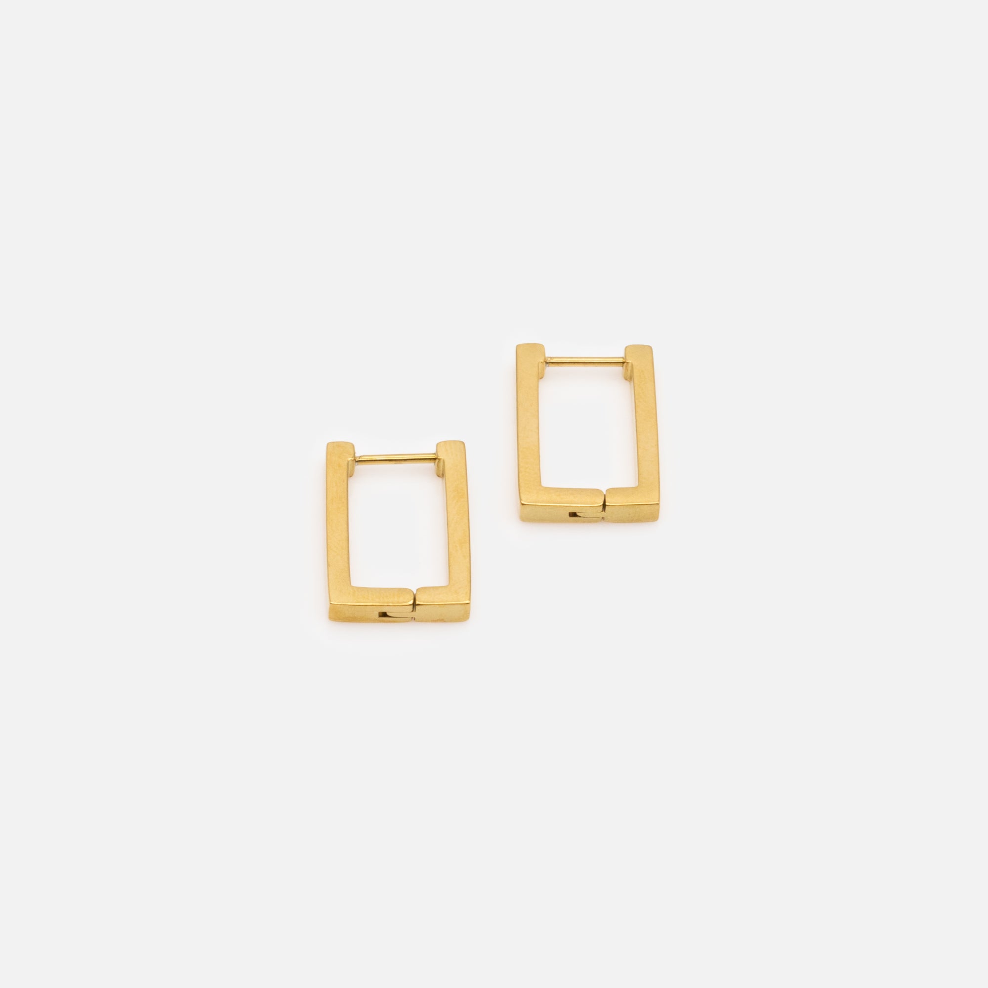 Boucles d'oreilles anneaux carrés dorés en acier inoxydable