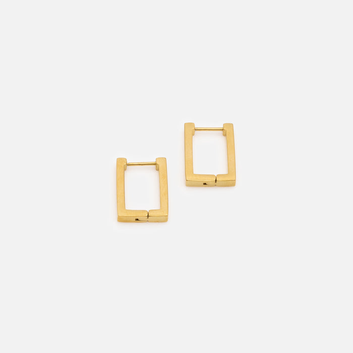Boucles d'oreilles anneaux carrés dorés en acier inoxydable
