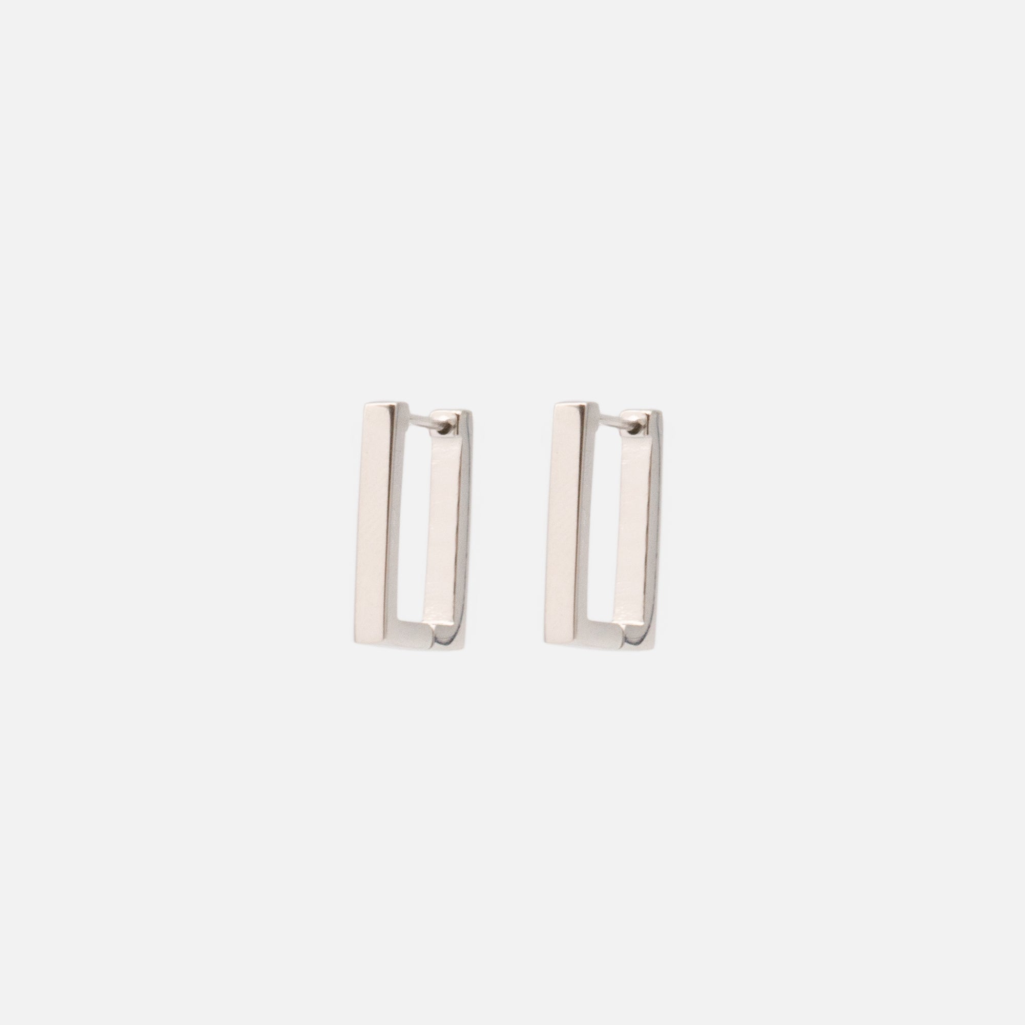 Silver square hoop earrings in stainless steel