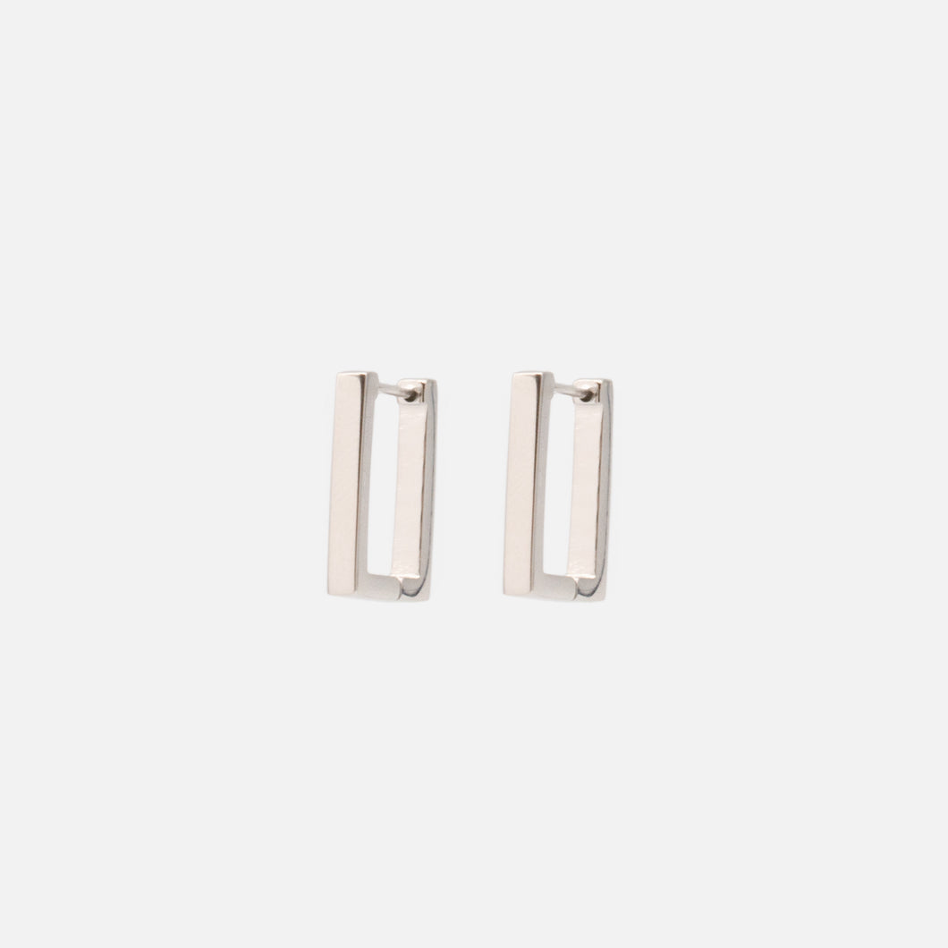 Boucles d'oreilles anneaux carrés argent en acier inoxydable