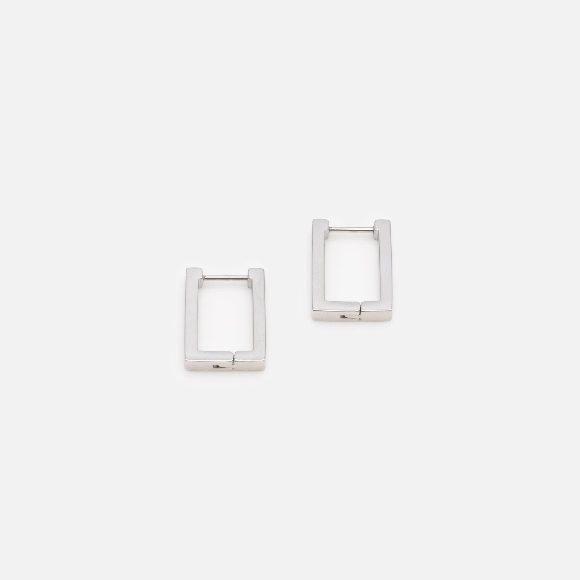 Silver square hoop earrings in stainless steel