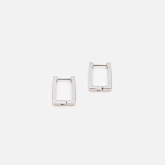 Boucles d'oreilles anneaux carrés argent en acier inoxydable