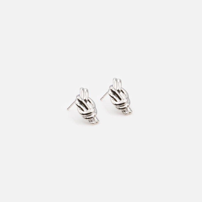 Stainless Steel Silver Intertwined Earrings