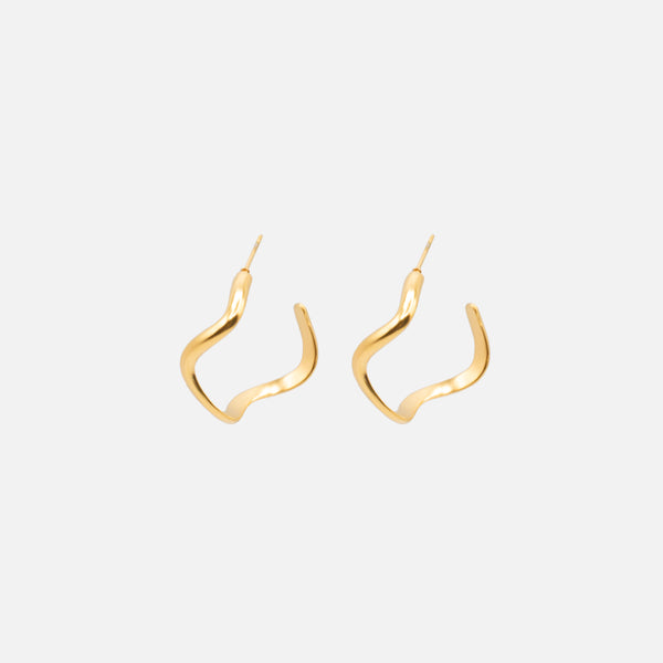 Load image into Gallery viewer, 26mm gold twisted hoop earrings in stainless steel
