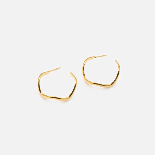 Load image into Gallery viewer, 26mm gold twisted hoop earrings in stainless steel
