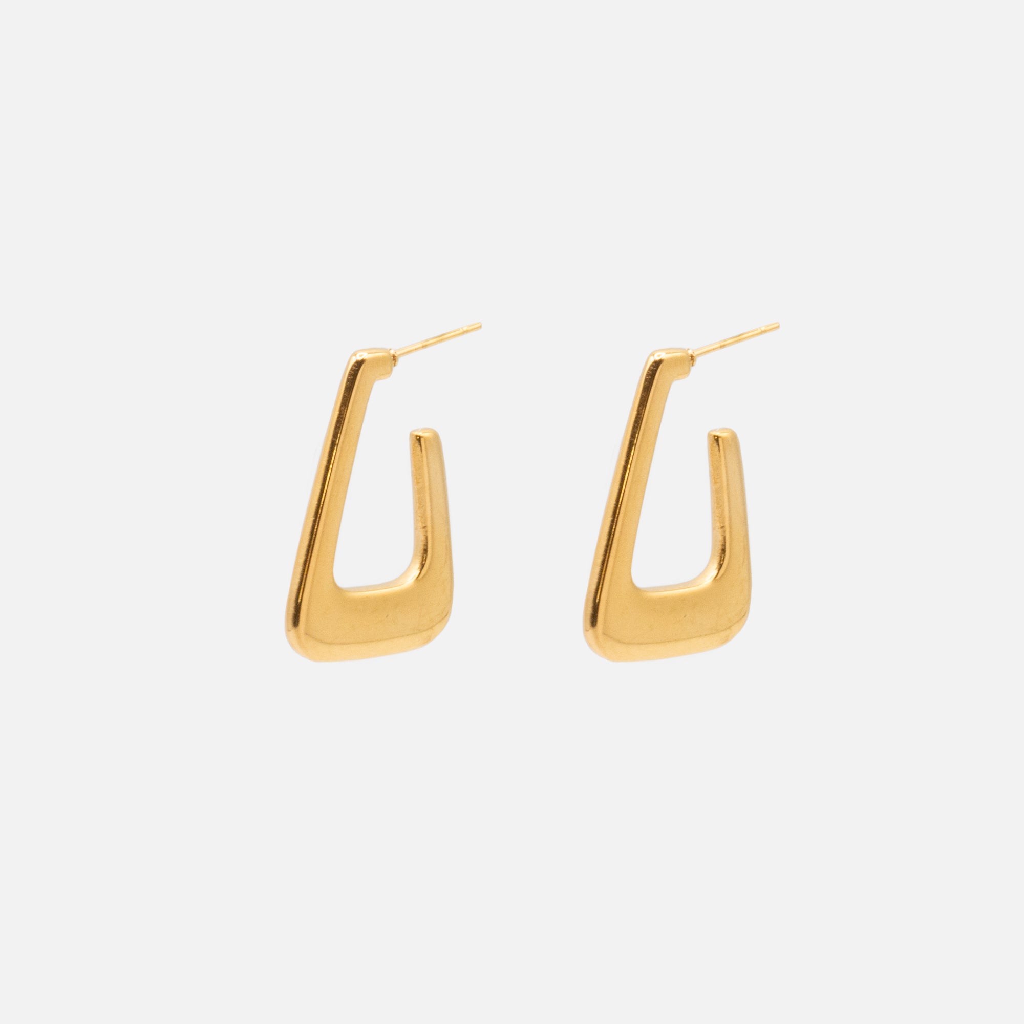 Gold triangular stainless steel earrings