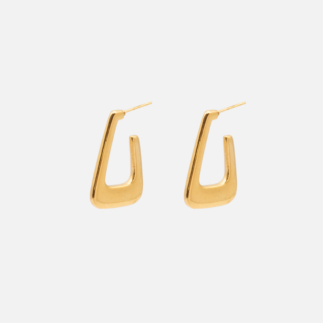 Gold triangular stainless steel earrings