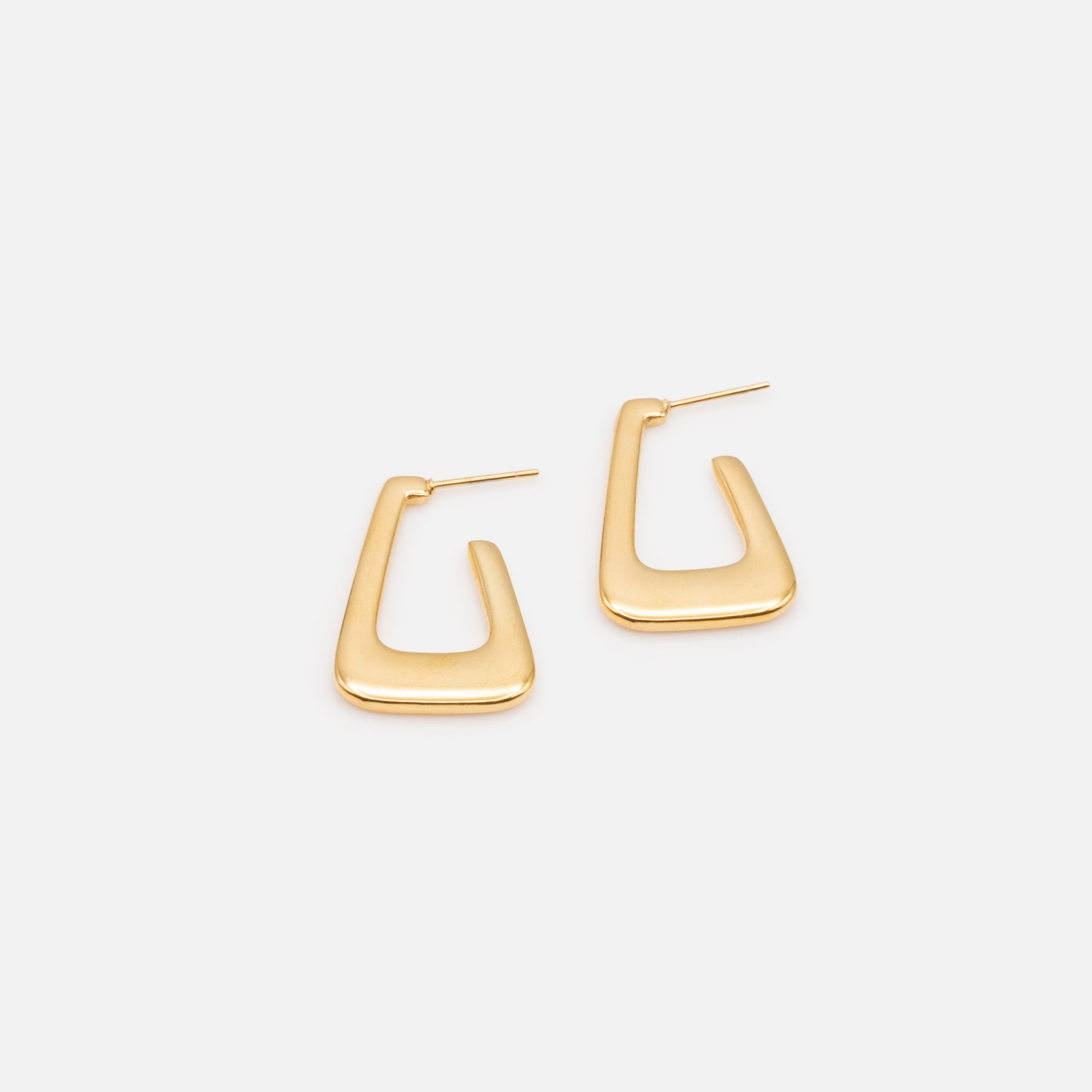 Gold triangular stainless steel earrings