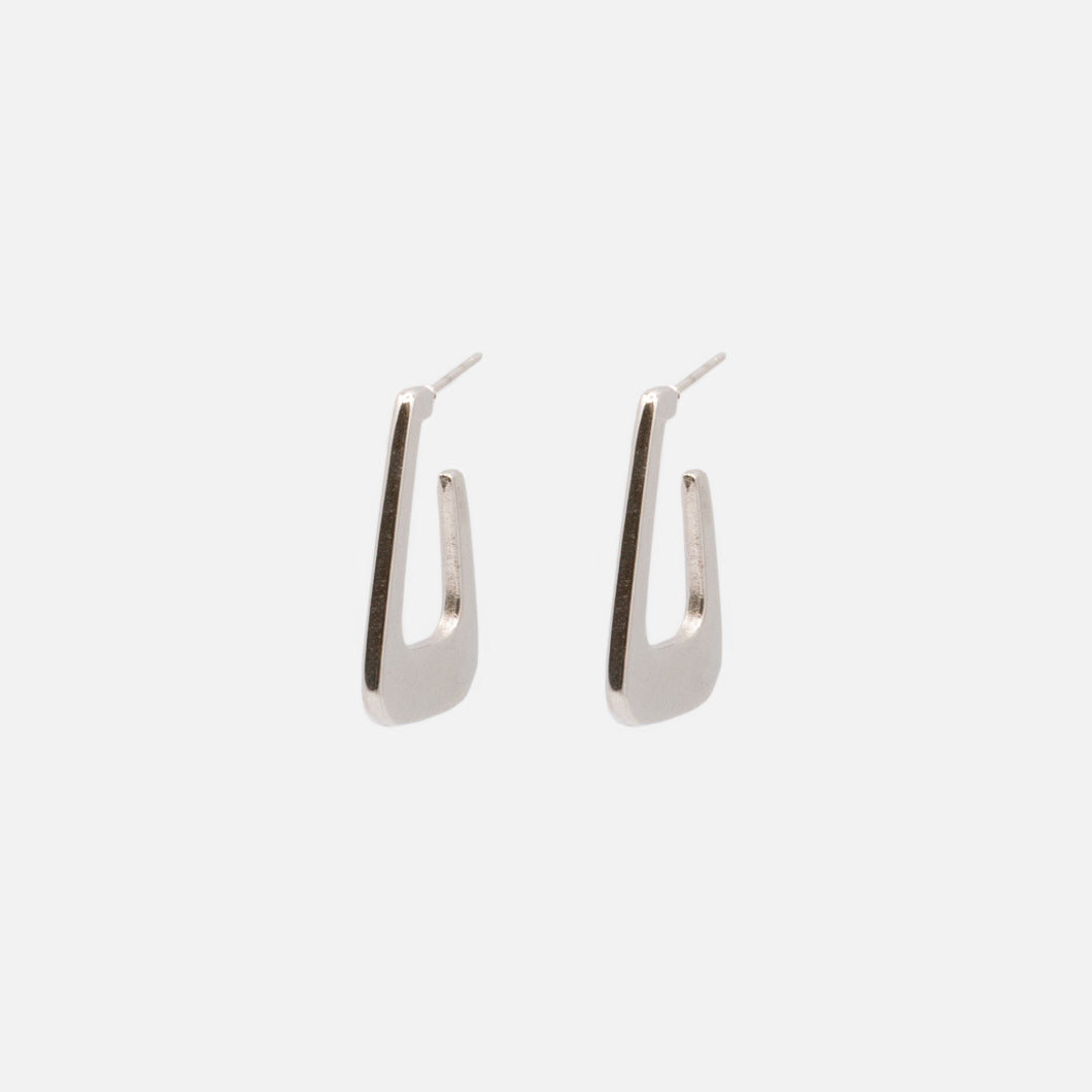 Stainless steel silver triangular earrings