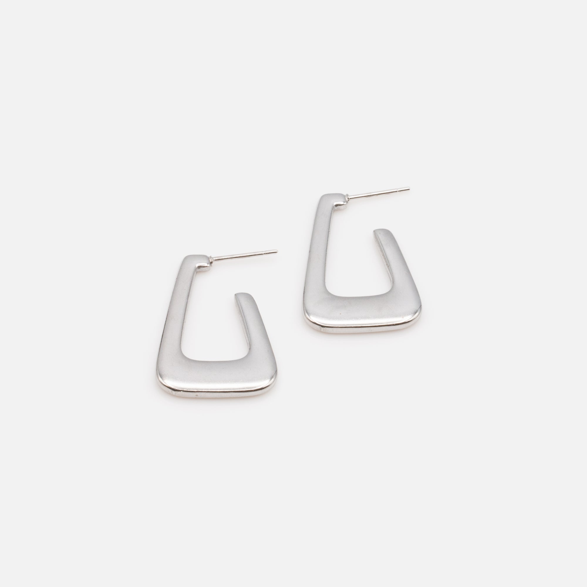 Stainless steel silver triangular earrings