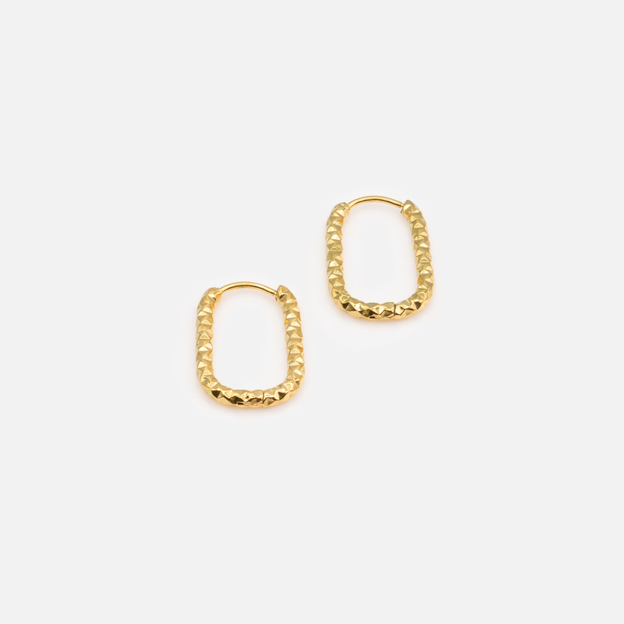 Gold Textured Oval Stainless Steel Earrings