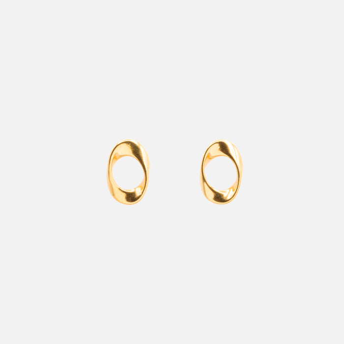 Boucles d'oreilles ovales tordus dorés en acier inoxydable