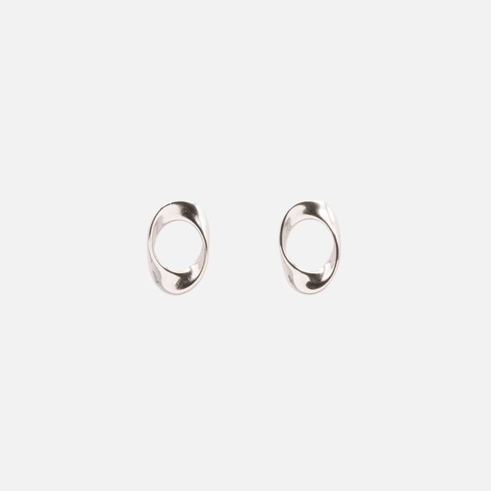 Boucles d'oreilles ovales tordus argent en acier inoxydable