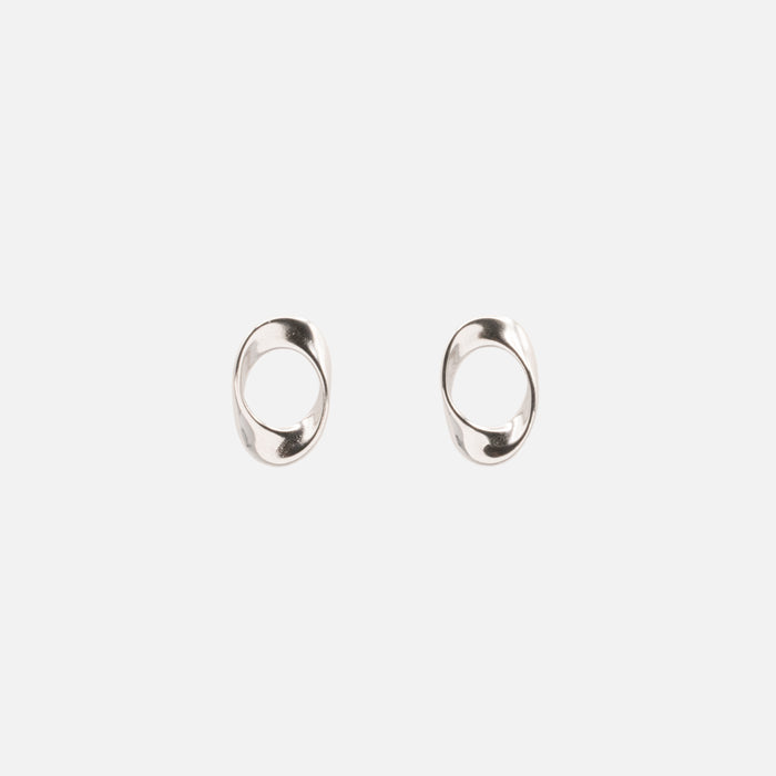 Boucles d'oreilles ovales tordus argent en acier inoxydable
