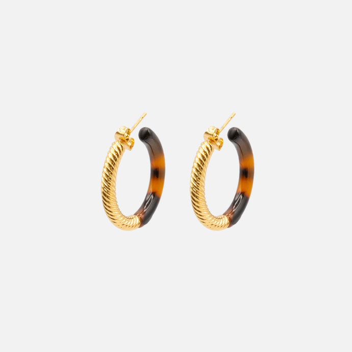 22 mm gold hoop earrings and stainless steel tortoise shell