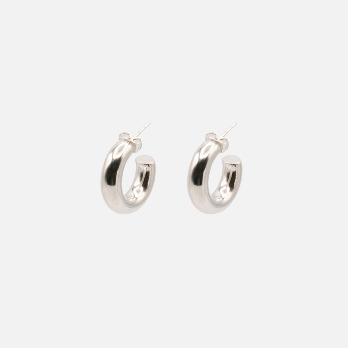 Boucles d'oreilles anneaux argentés épais en acier inoxydable