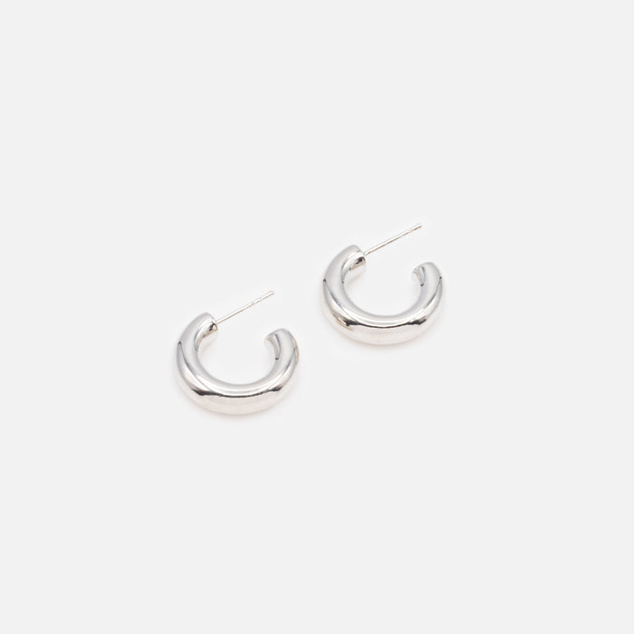 Boucles d'oreilles anneaux argentés épais en acier inoxydable