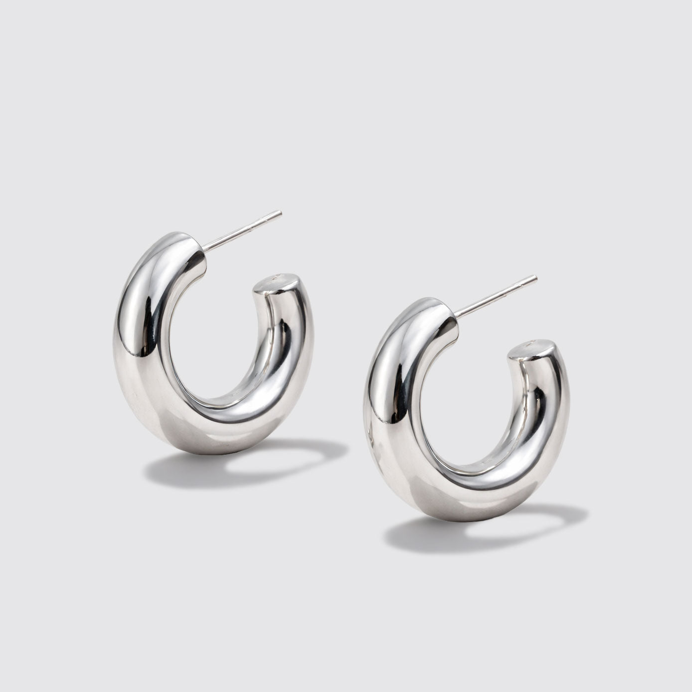 Boucles d'oreilles anneaux épais argentés en acier inoxydable