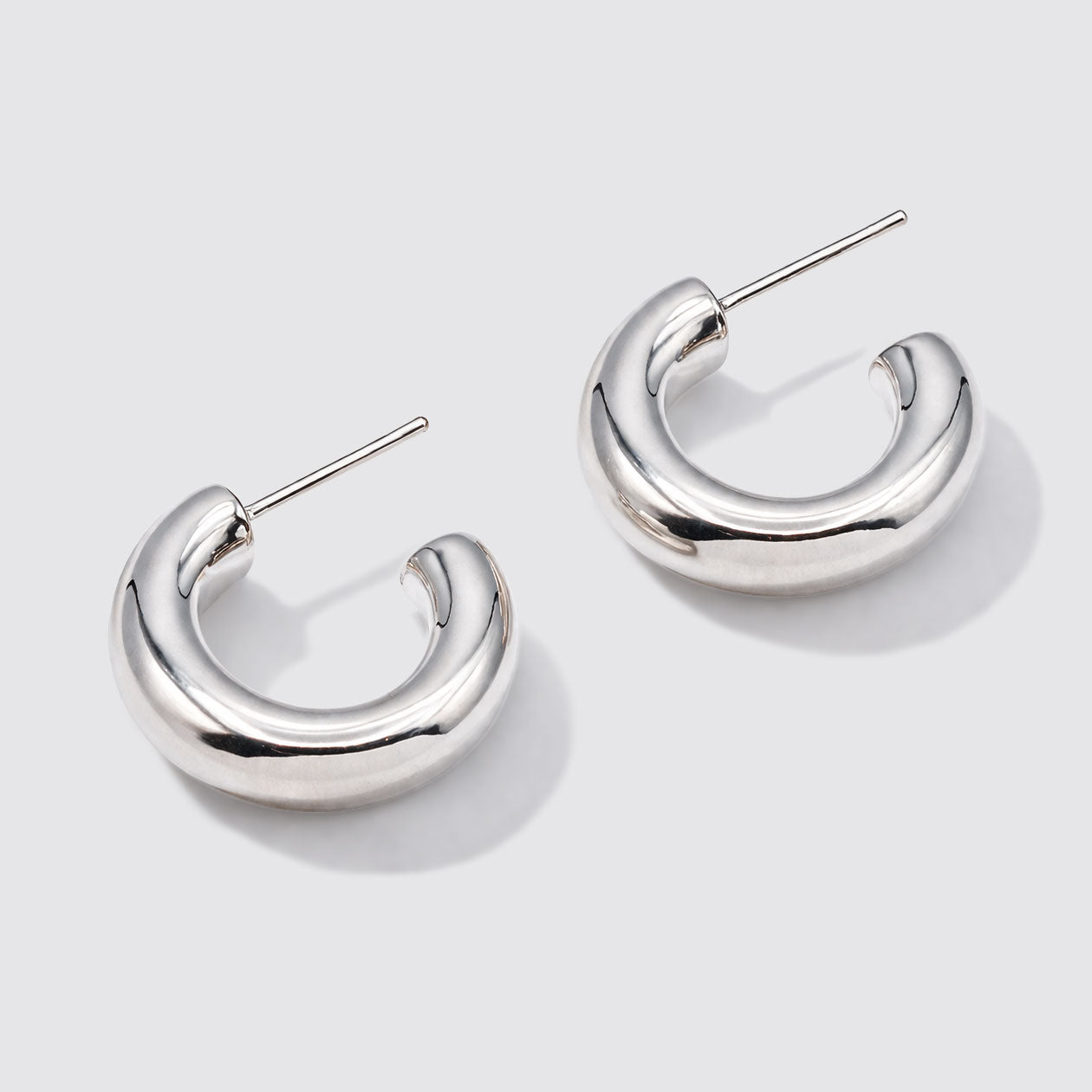 Boucles d'oreilles anneaux épais argentés en acier inoxydable