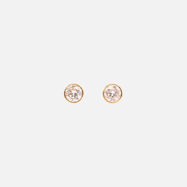 Load image into Gallery viewer, Gold fixed earrings with cubic zirconia in stainless steel
