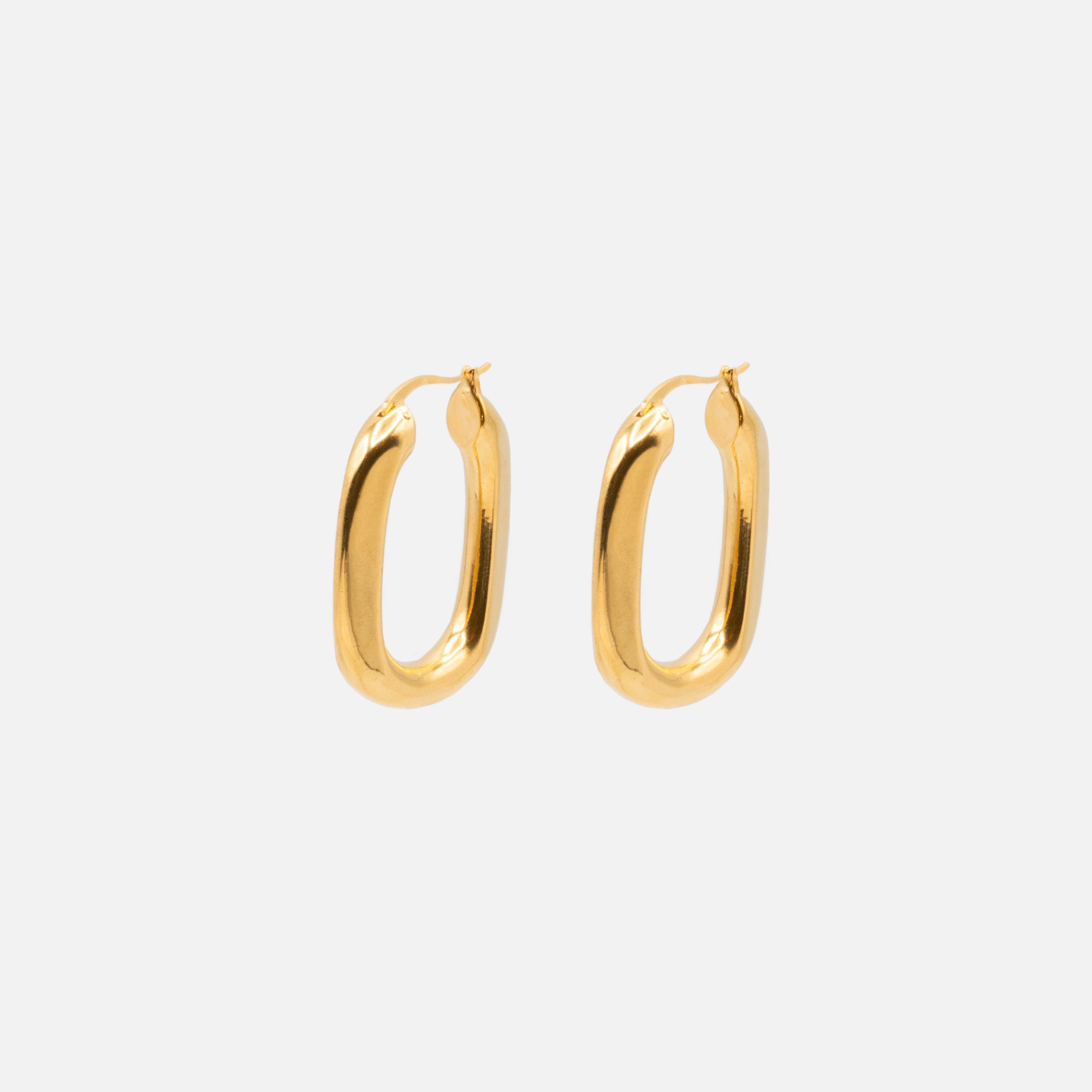 Boucles d'oreilles ovales dorées en acier inoxydable
