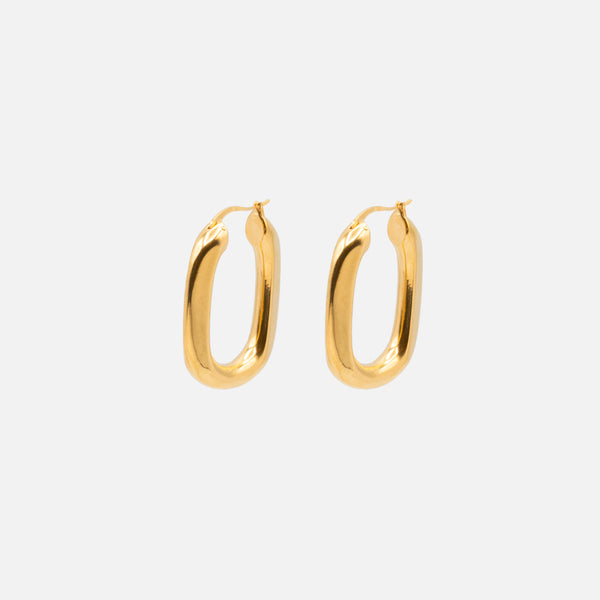 Load image into Gallery viewer, Gold oval stainless steel earrings
