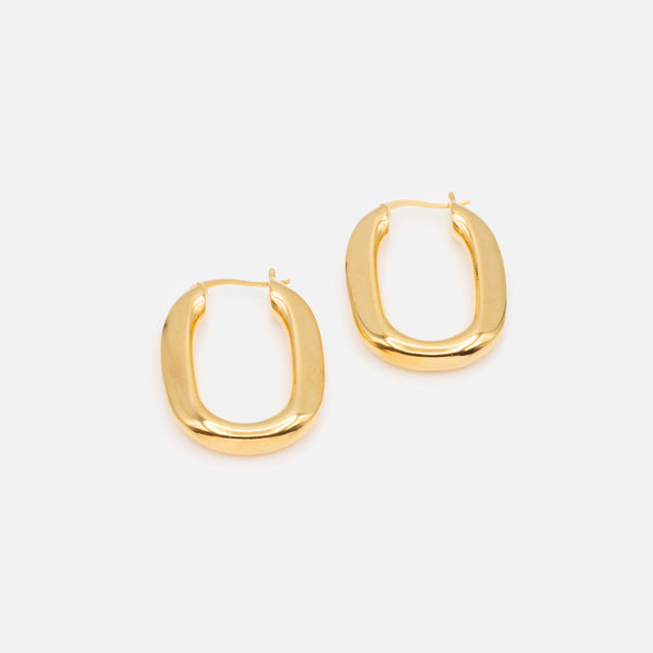 Load image into Gallery viewer, Gold oval stainless steel earrings
