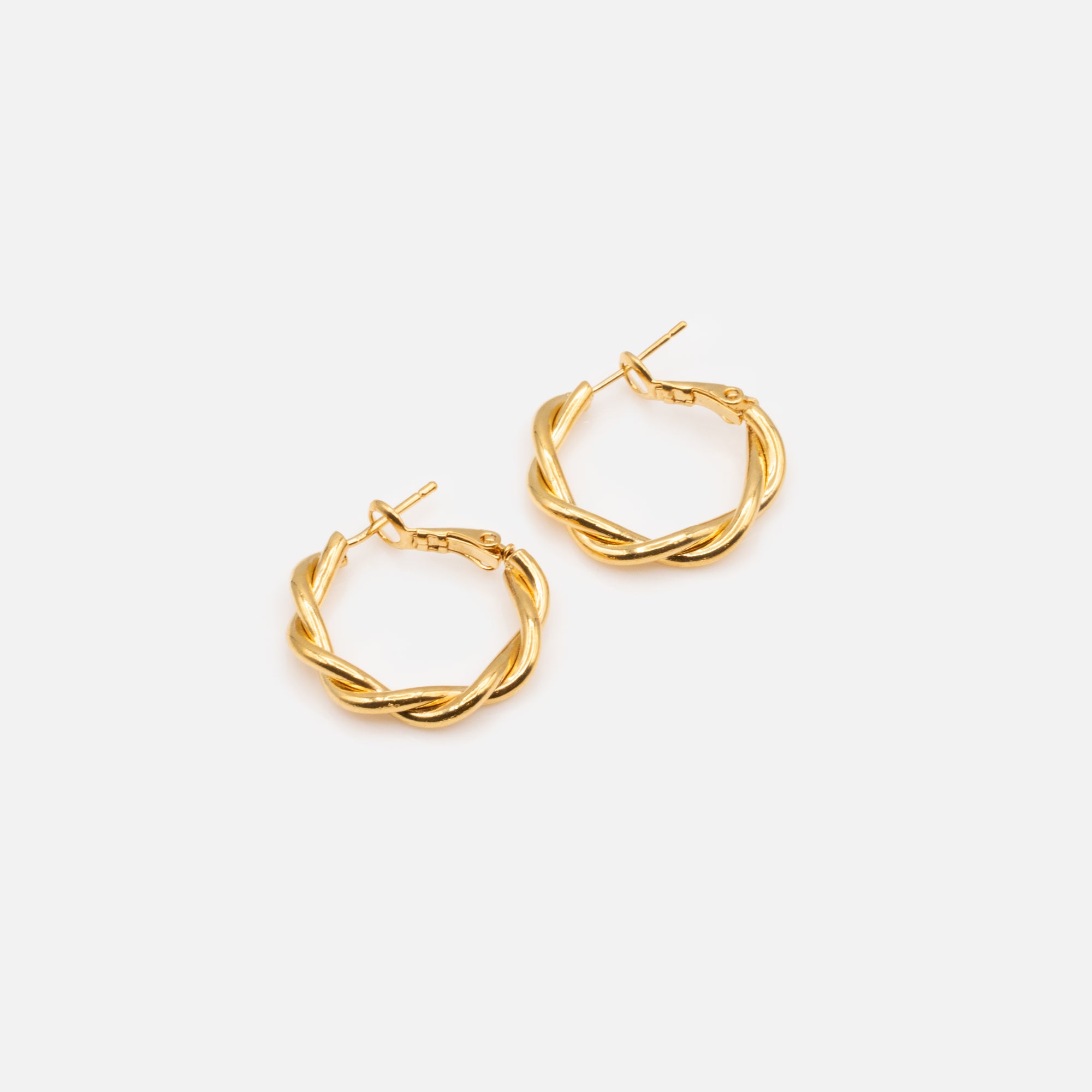 22mm gold twisted hoop earrings in stainless steel