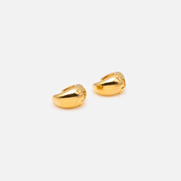 Load image into Gallery viewer, Small gold hoop earrings 16 mm with wide base in stainless steel

