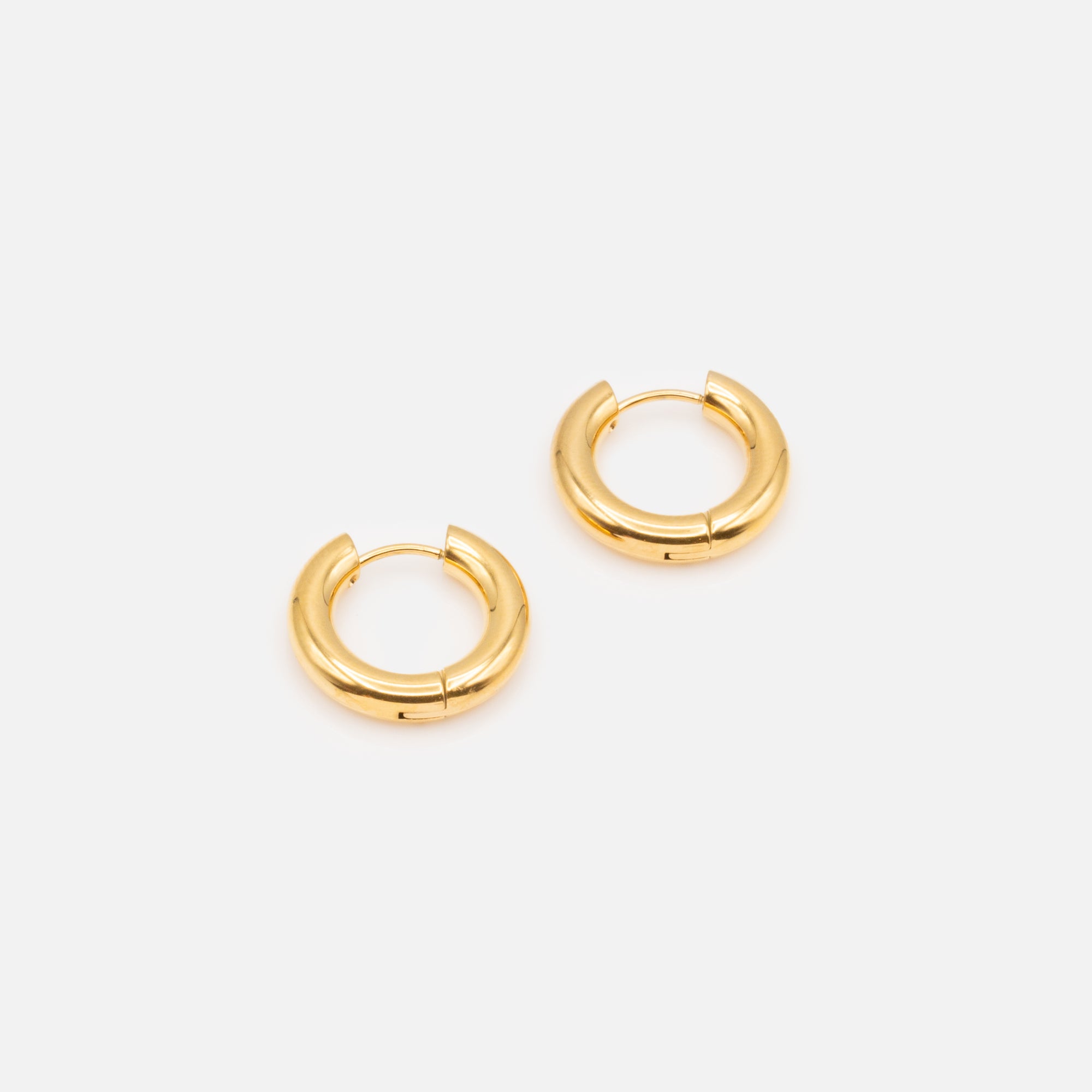 13mm gold hoop earrings in stainless steel