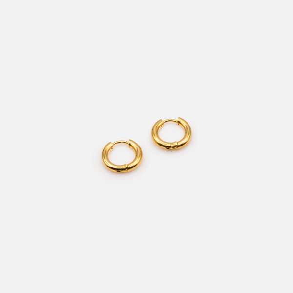 Load image into Gallery viewer, 13mm gold hoop earrings in stainless steel
