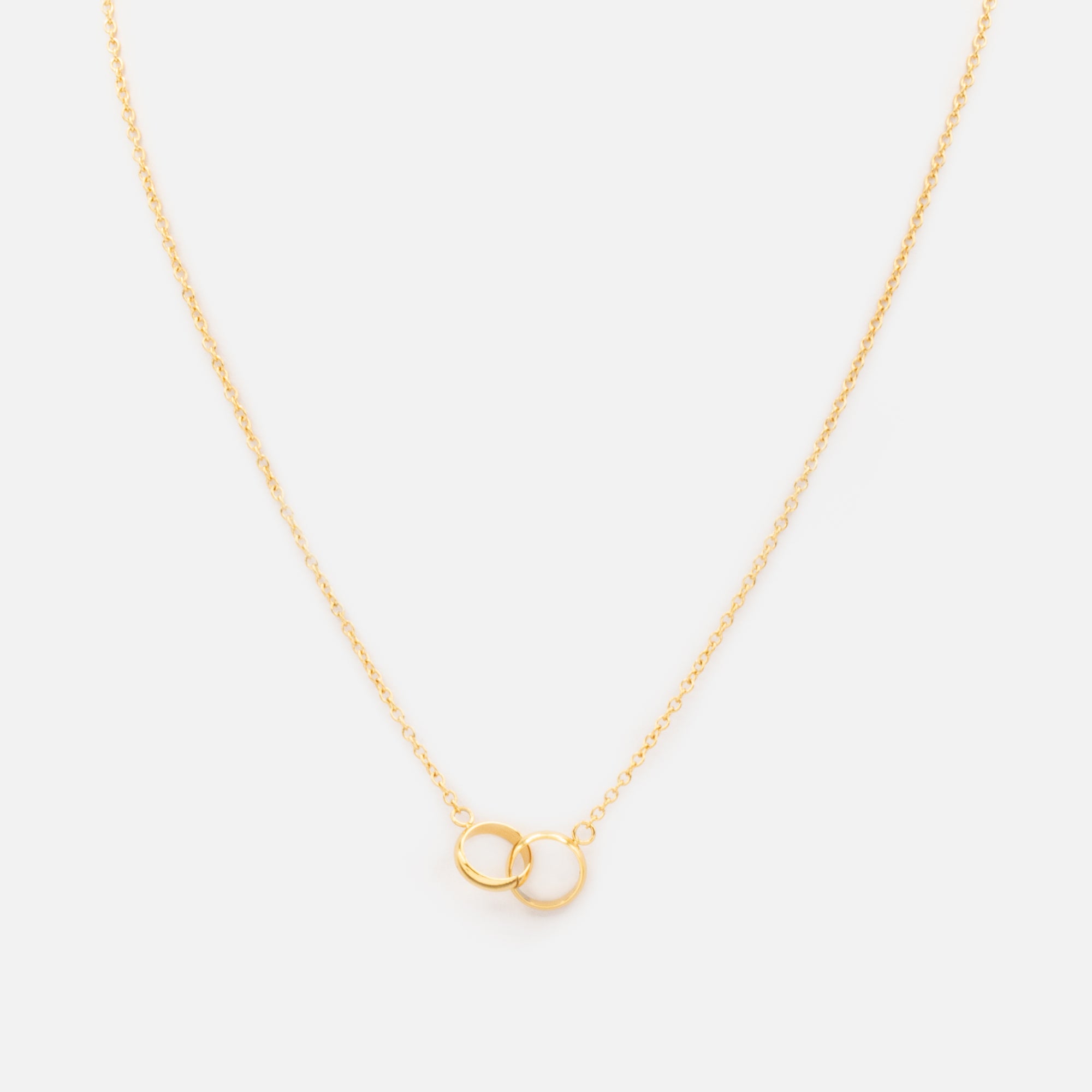 Gold double circle pendant in stainless steel