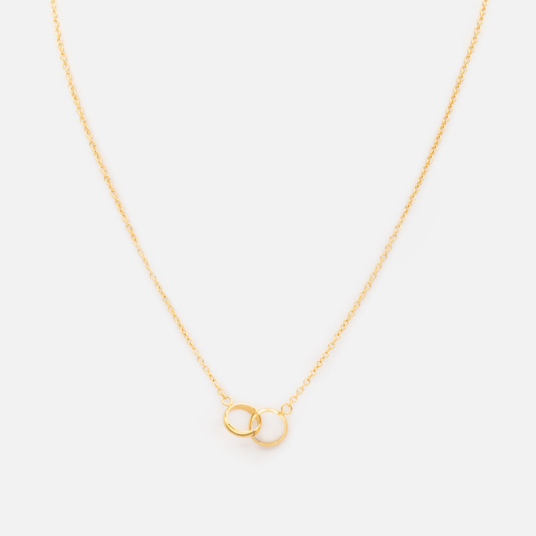 Gold double circle pendant in stainless steel