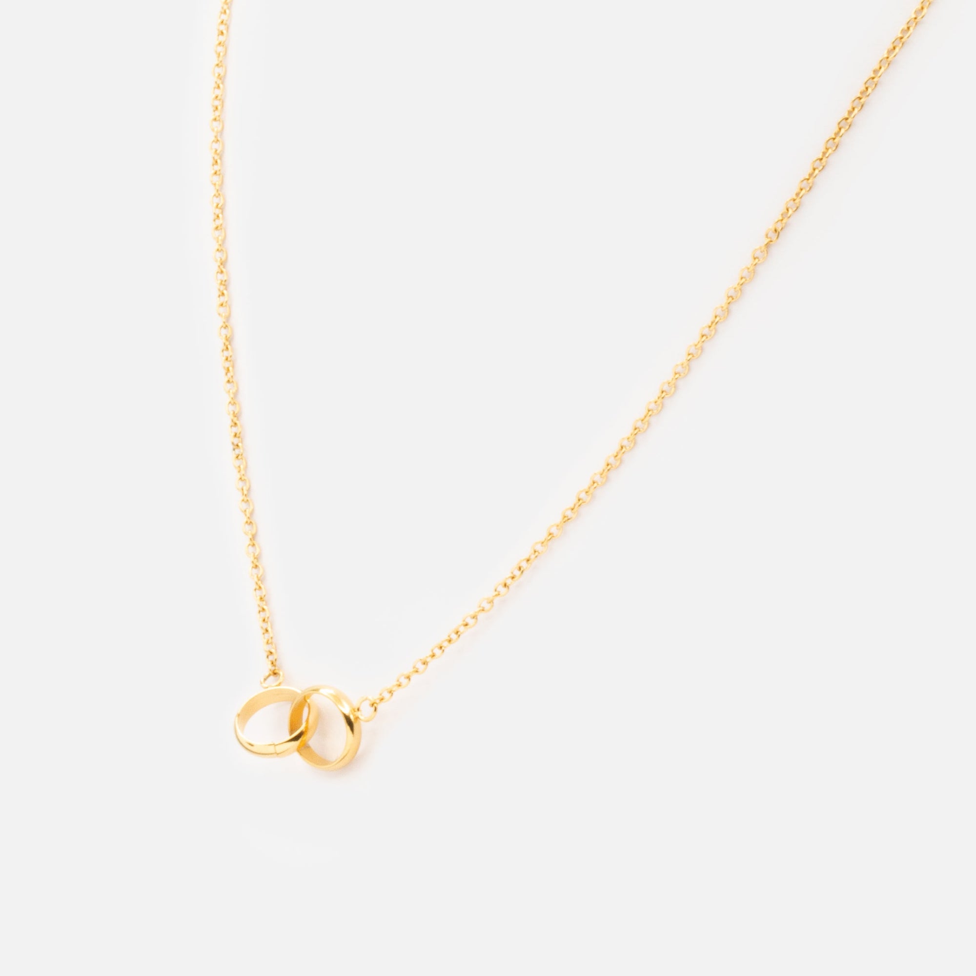 Collier doré double cercle en acier inoxydable